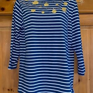 Rebecca Malone Nautical 3/4 Sleeve Top (size L)